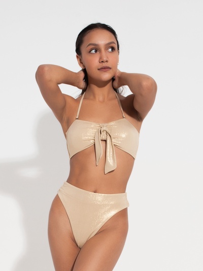 Купальник раздельный блестящий женский MINAKU Glow, цвет золотой, размер 42