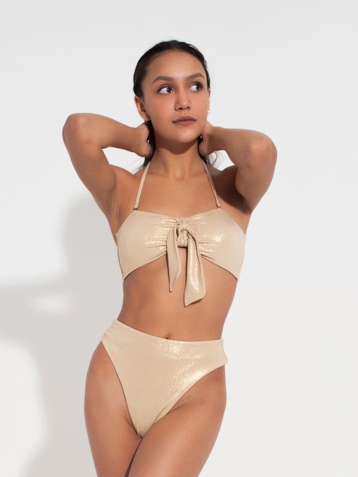 Купальник раздельный блестящий женский MINAKU Glow, цвет золотой, размер 42