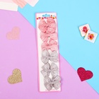 Зажим для волос «Бантик», полоса в горошек, 5.5 см, серый, розовый - Фото 3