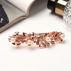 Заколка-автомат для волос «Джоззи», жемчуг листочки, 9 см, золото (комплект 2 шт) - фото 50720744