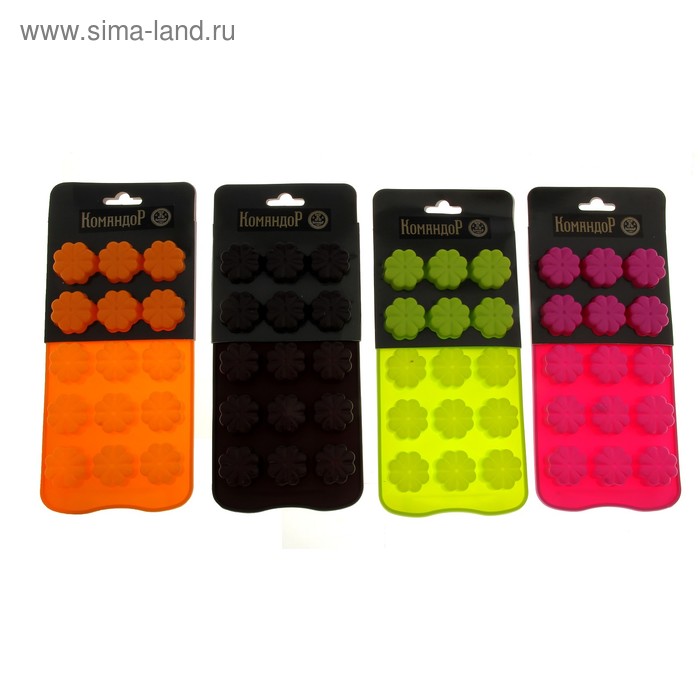 Форма для шоколада «Клевер», 22×11 см, 15 ячеек, цвет МИКС - Фото 1