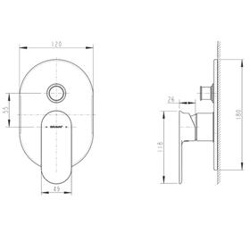 

Смеситель для душа BRAVAT Gina PB865104CP-2-ENG, однорычажный, встраиваемый, латунь, хром