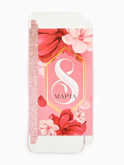 Коробка для шоколада, кондитерская упаковка, «8 марта», с окном, 17.3×8.8×1.5 см