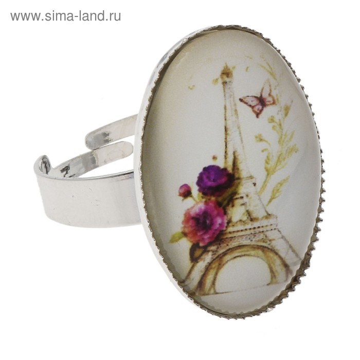 Кольцо «Париж» с рисунком, безразмерное - Фото 1