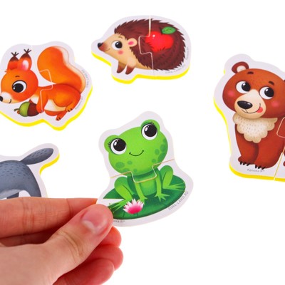 Пазлы мягкие для малышей Крошка Я «Лесные зверята», 5 пазлов, от 1 года