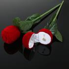 Футляр бархатный под кольцо «Роза на стебле» 4,5×4,5, цвет красно-зелёный, вставка белая - Фото 1