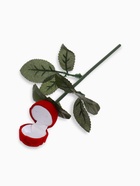 Футляр под кольцо, серьги «Роза на стебле», бархатный, 4.5×4.5 см, красно-зелёный - фото 68021034