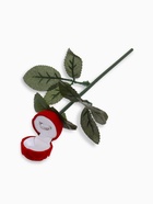 Футляр под кольцо, серьги «Роза на стебле», бархатный, 4.5×4.5 см, красно-зелёный - фото 68021035