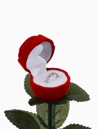 Футляр под кольцо, серьги «Роза на стебле», бархатный, 4.5×4.5 см, красно-зелёный - фото 68021037