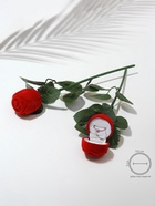 Футляр под кольцо, серьги «Роза на стебле», бархатный, 4.5×4.5 см, красно-зелёный - фото 68021039