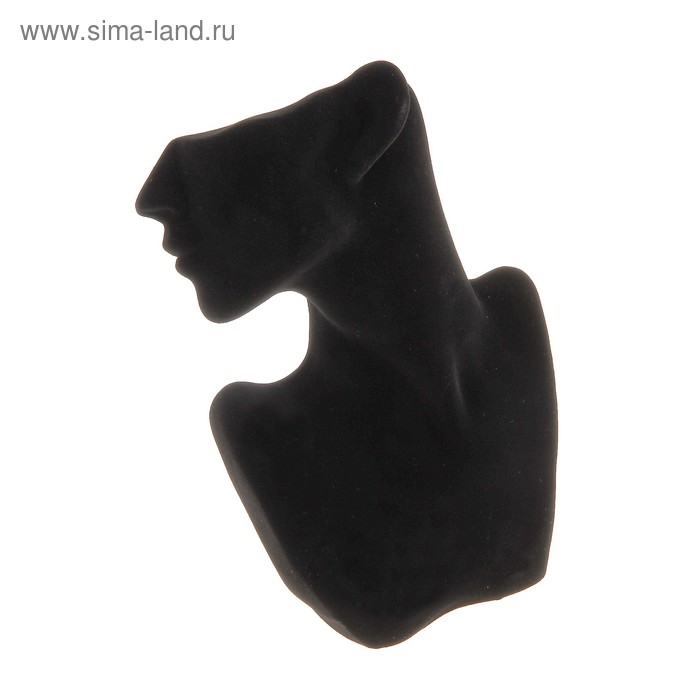 Бюст для украшений "Девушка профиль", 24*15*6 см, цвет чёрный, бархат - Фото 1