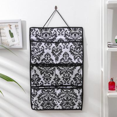 Органайзер подвесной с карманами «Вензель», 37×60 см, 6 отделений, цвет чёрно-белый