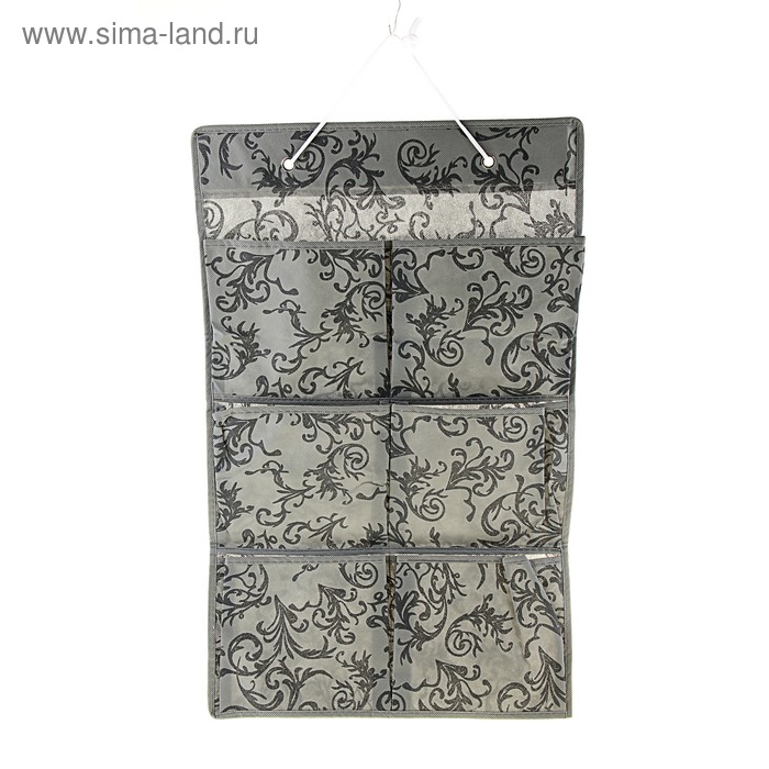 Органайзер подвесной с карманами, 6 отделений, цвет серый - Фото 1