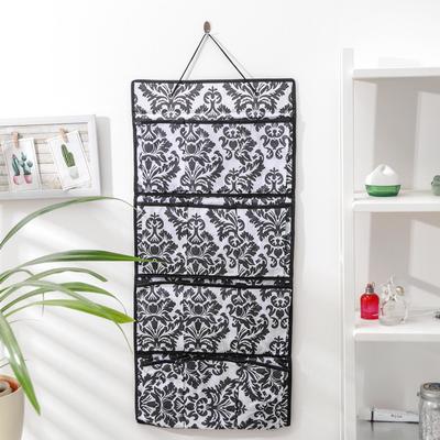 Органайзер подвесной с карманами «Вензель», 40×90 см, 12 отделений, цвет чёрно-белый