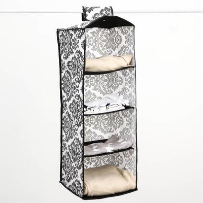 Кофр подвесной «Вензель», 5 отделений, 30×30×80 см, цвет чёрно-белый