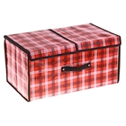 Короб стеллажный для хранения с двойной крышкой 50х30х25 см «Шотландка», цвет красный - Фото 1