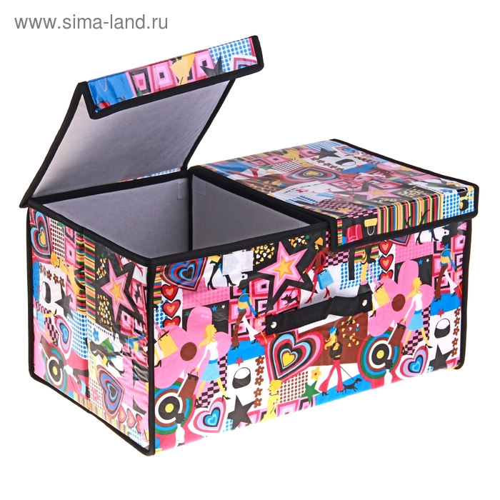 Короб стеллажный для хранения с двойной крышкой 50х30х25 см «Модница» - Фото 1