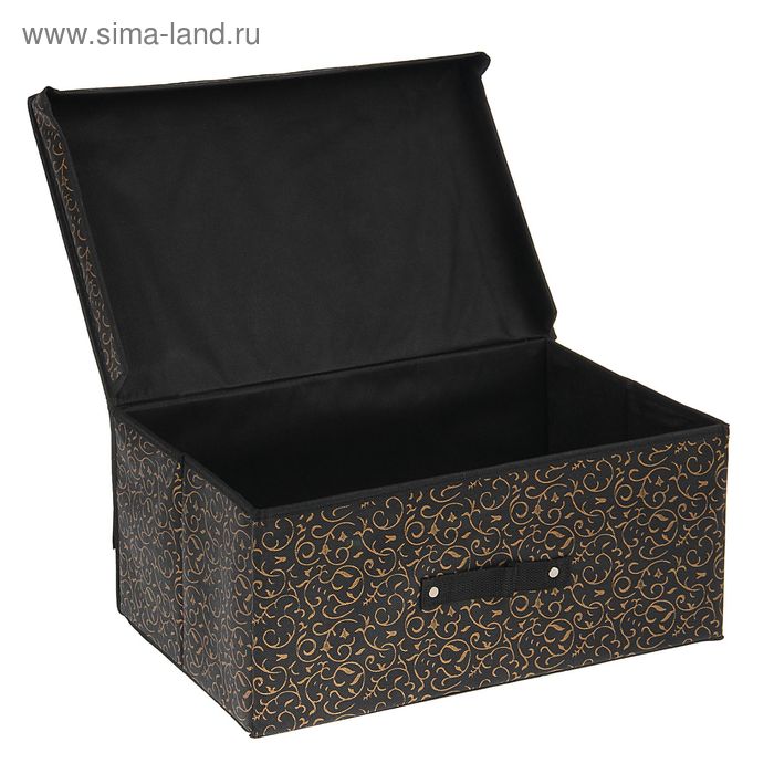 Короб стеллажный для хранения с крышкой 45х30х20 см «Роскошь», цвет чёрно-золотой - Фото 1