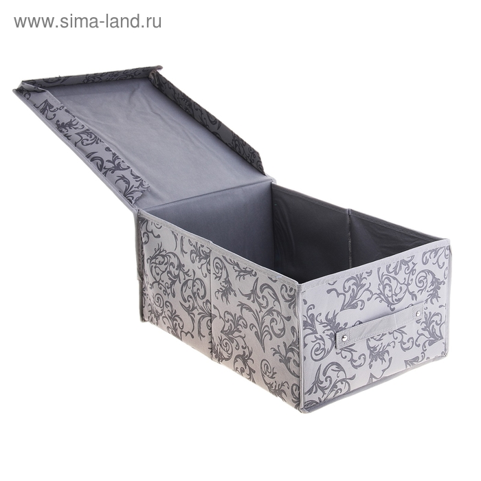 Короб стеллажный для хранения с крышкой 45х30х20 см «Вензеля», цвет серый - Фото 1