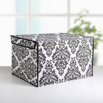 Короб стеллажный для хранения с крышкой «Вензель», 50×40×30 см, цвет чёрно-белый