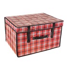 Короб стеллажный для хранения с крышкой 50×40×30 см «Шотландка», цвет красный - Фото 1