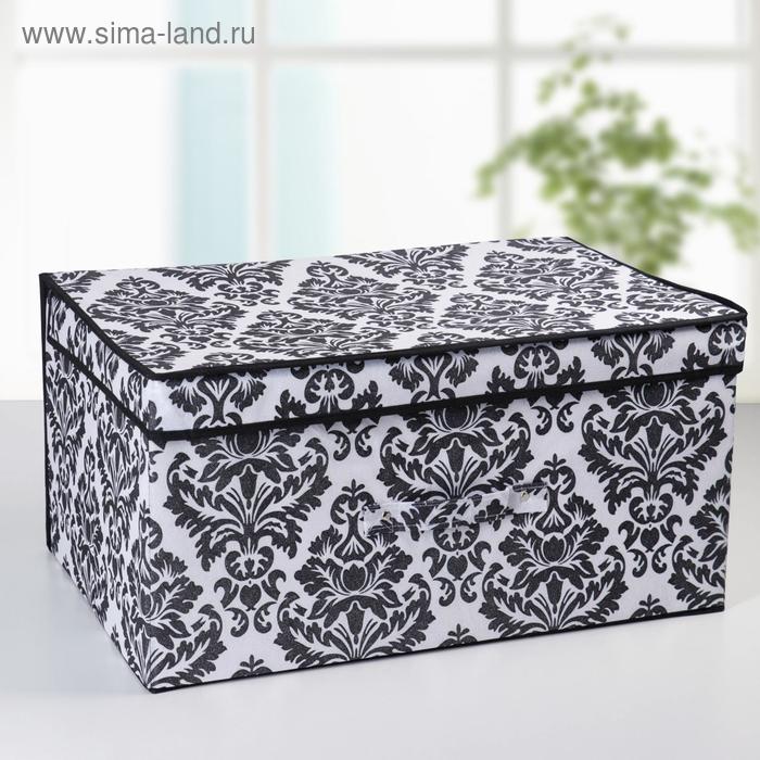 Короб стеллажный для хранения с крышкой «Вензель», 60×40×30 см, цвет чёрно-белый - Фото 1