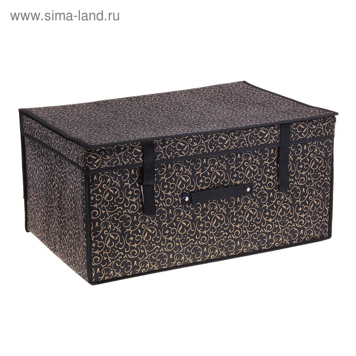 Короб стеллажный для хранения с крышкой 60х40х30 см»Роскошь», цвет чёрно-золотой - Фото 1