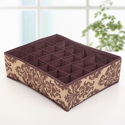 Органайзер для хранения белья «Вензель», 24 отделения, 38×30×12 см, цвет коричнево-бежевый