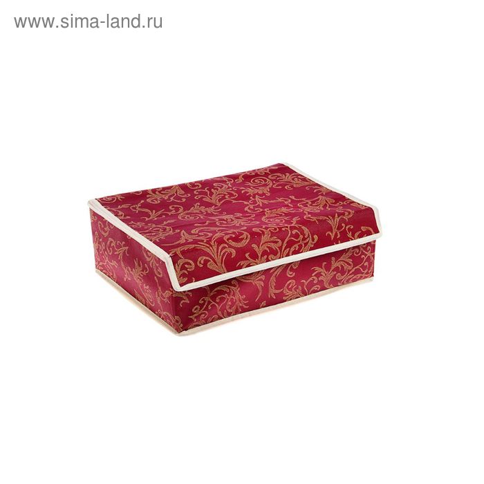 Органайзер для хранения белья с крышкой Доляна, 12 отделений, 32×22×10 см, цвет бордовый - Фото 1