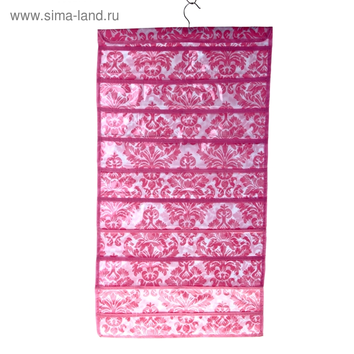 Органайзер для хранения аксессуаров с вешалкой, 40 отделений, цвет розовый - Фото 1