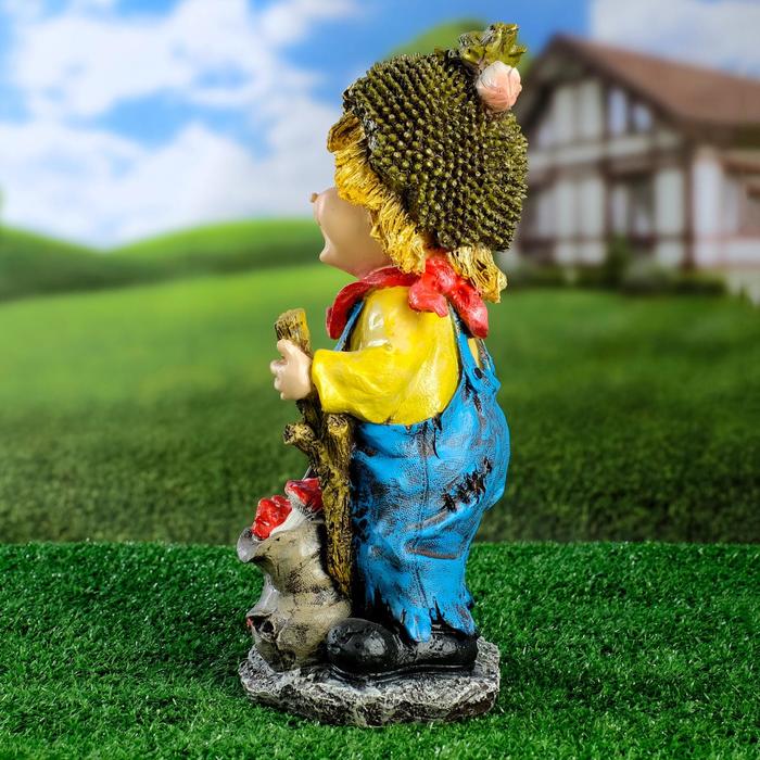 Садовая фигура "Девочка с мешком грибов" 34х15см - фото 1911523203