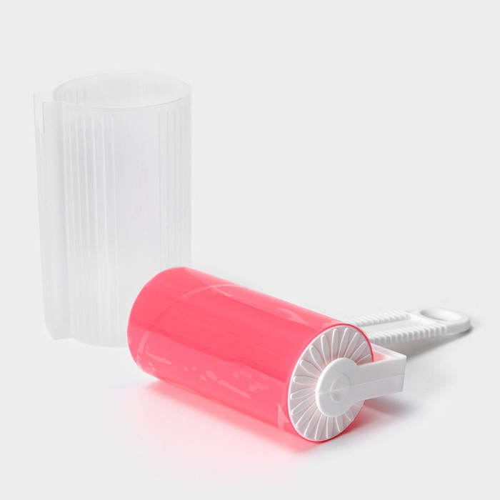Ролик для чистки одежды в футляре силиконовый, 17×11×6 см, цвет розовый - фото 1897977418