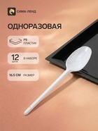 Ложки одноразовые Мистерия, набор 12 шт., пластик, 16.5 см, столовые, белые - Фото 1