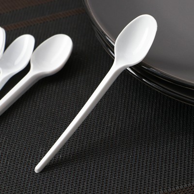 Набор пластиковых одноразовых ложек чайных Мистерия, 12.5 см, 12 шт., белый