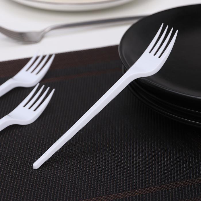 Вилки одноразовые Не ЗАБЫЛИ!, набор 12 шт., пластик, 15.5 см, столовые, белые - Фото 1