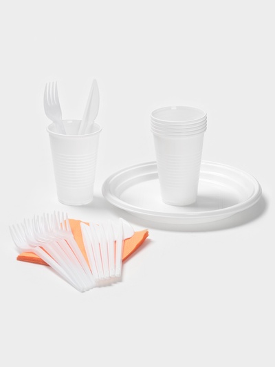 Набор одноразовой посуды Мистерия «Пикничок», на 6 персон, пластик, МИКС