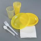 Набор пластиковой одноразовой посуды «Премиум», 6 персон, цвет МИКС - фото 4605549