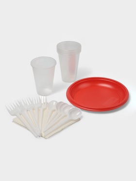 Набор пластиковой одноразовой посуды Мистерия «Премиум», 6 персон, МИКС  (артикул 710066)  большой выбор товаров оптом и в розницу по низким ценам с доставкой