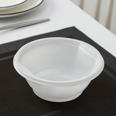 Набор пластиковых одноразовых тарелок для супа, 600 мл, 12 шт, цвет белый