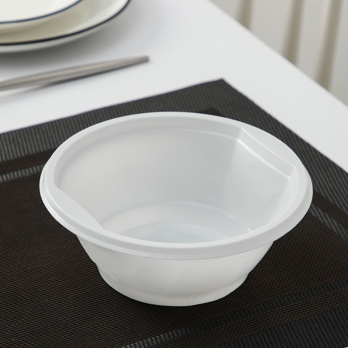 Набор одноразовых тарелок для супа, 600 мл, 12 шт, цвет белый - фото 8376716