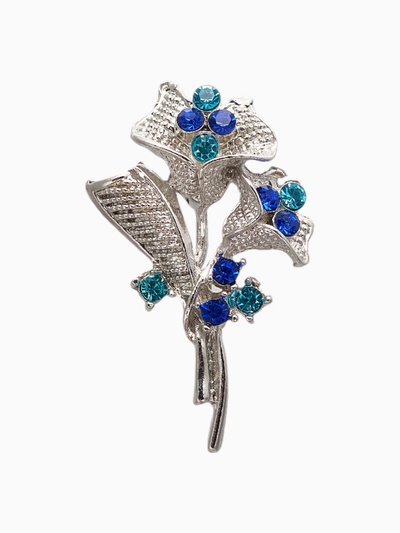 Брошь «Цветы» букет незабудок, цвет сине-голубой в серебре