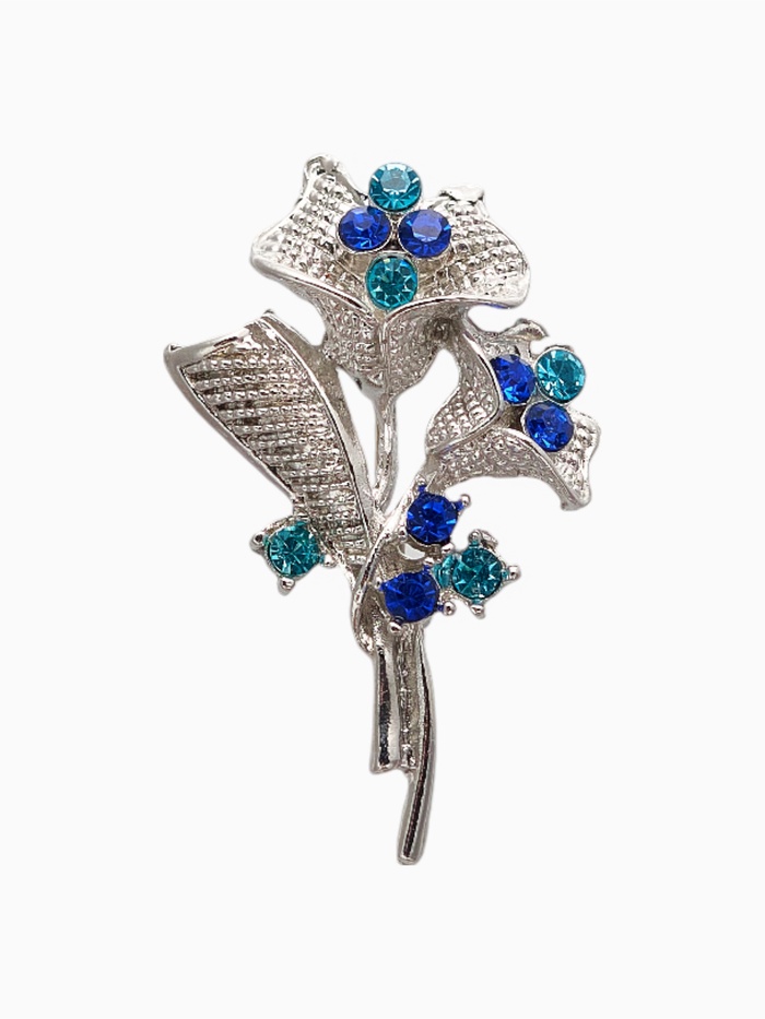 Брошь «Цветы» букет незабудок, цвет сине-голубой в серебре - Фото 1