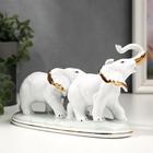 Сувенир керамика "Семейство слонов" белый с золотом 21,5 см - Фото 3
