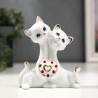 Фигурка керамика «Котята с сердцем со стразами», белый с золотом, 10.2 см - Фото 1