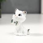 Фигурка керамика «Белый котёночек с бабочкой», с золотом, стразы, 7.5 см - Фото 2