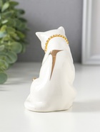 Сувенир керамика "Белая кошечка с ожерельем" с золотом, стразы 10,2 см - фото 809516734