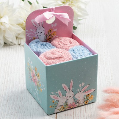 Салфетки махровые «Этель. Светлая пасха», 4 шт., 30×30 см, хлопок 100%, голубые/розовые