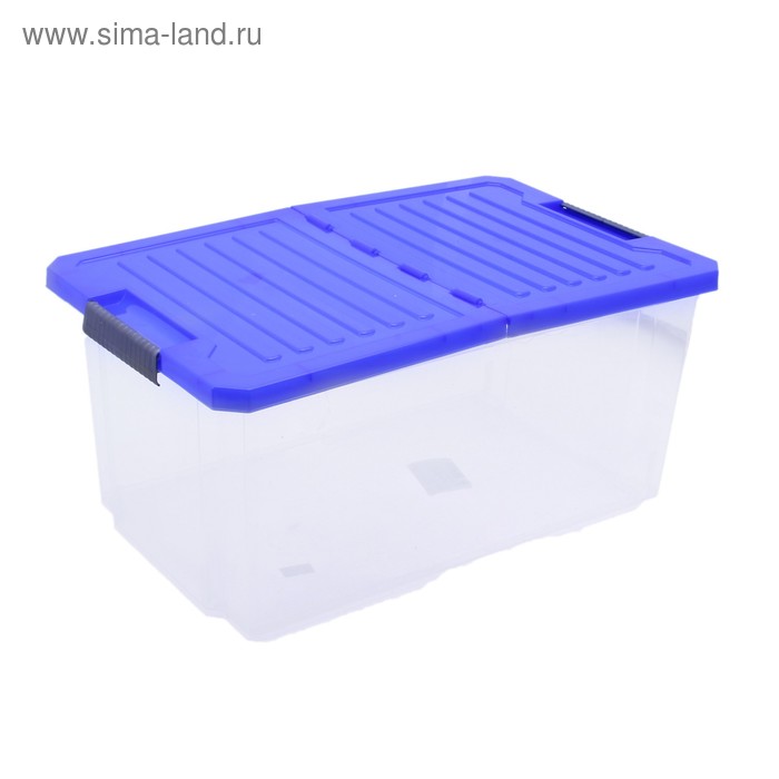 Контейнер для хранения 12 л Unibox прямоугольный, со складной синей крышкой - Фото 1