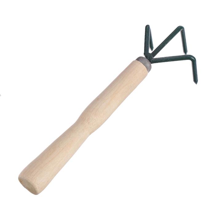 Рыхлитель, длина 24 см, 3 зубца, деревянная ручка, Р-3-1 м - фото 1900926371