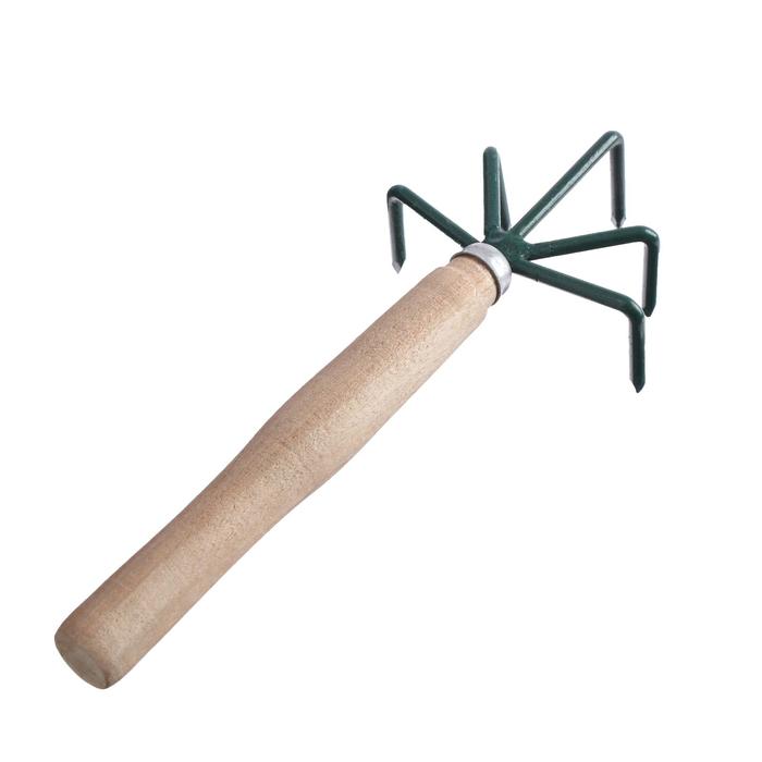 Рыхлитель, длина 25 см, 5 зубцов, деревянная ручка, Р-5 м - фото 1900926373